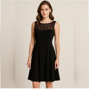 Evan Picone Formal Black Dress Embellished with Gems And Draped Back-  size 14